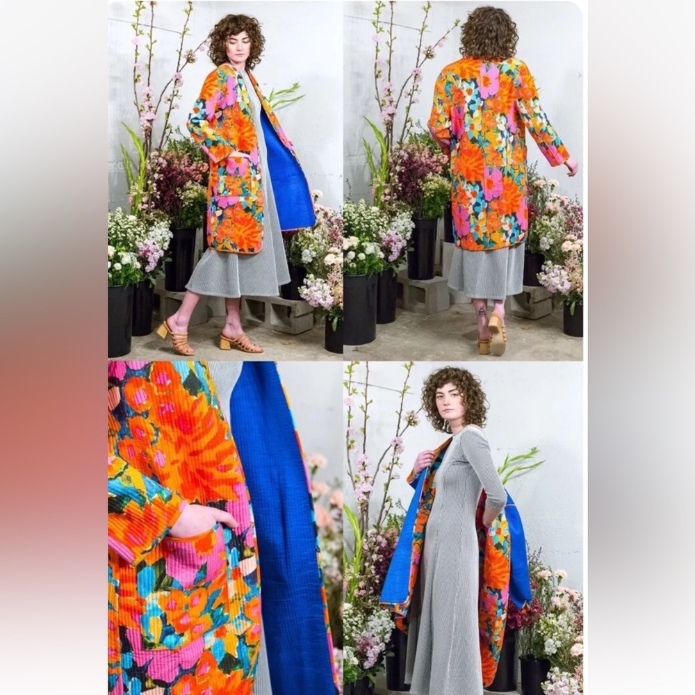 Mara Hoffman Pegge Jacket in Jardin Floral Size M Multicolor Reversible